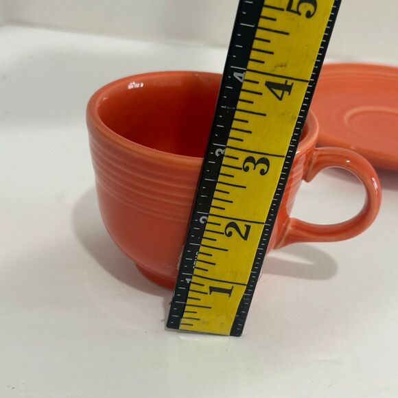 Homer Laughlin China Fiestaware Cups and Saucers Set of 4 Color Persimmon - Picture 10 of 12